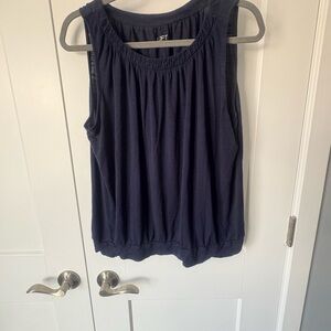 LOFT Dark Blue Gathered Tank Top